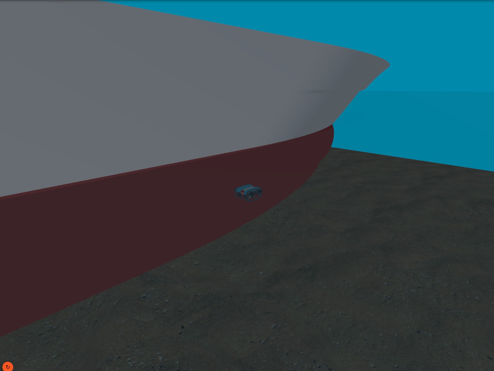 Eight-thruster inspection vehicle in simulation
